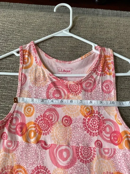 L.L. Bean Pink Orange 100% Cotton Racer Back Girls Dress Size 10 - Picture 9 of 11